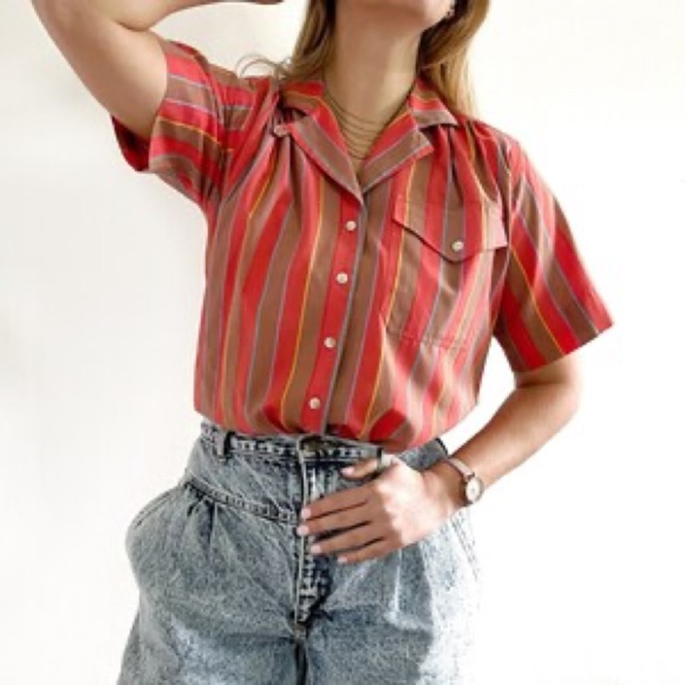 Liz Claiborne Vintage Striped Button Down Shirt